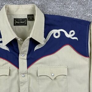 Vintage High Noon Western Shirt Mens XL Pearl Snap Embroidered Cowboy Rodeo